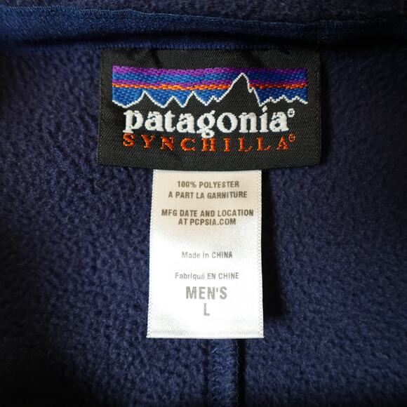 Patagonia Jacket Mens Large Micro Synchilla Full Zip Fleece Knit Blue - Picture 2 of 9